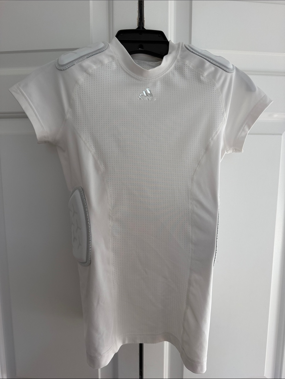 adidas White Youth Padded Compression Shirt, Sz Y L